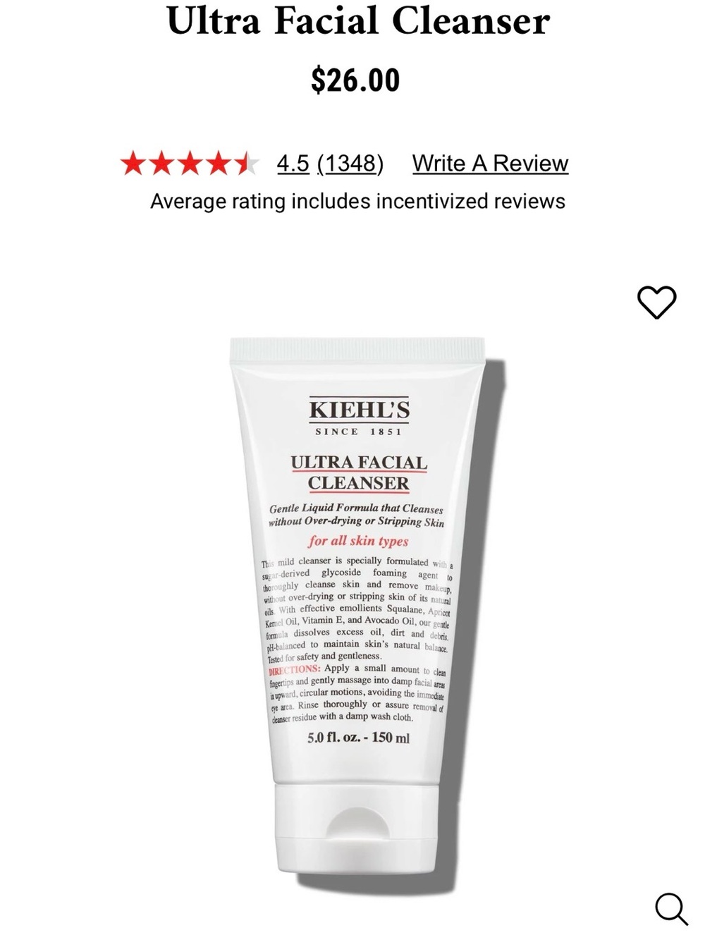 Kiehl's  facial cleanser